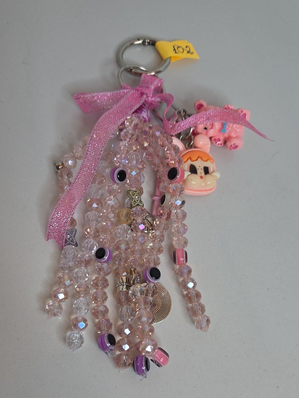 102 - Pink Beaded Bag Charm